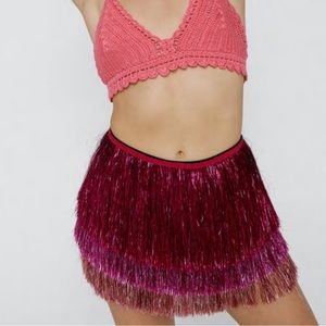 multicolor pink Nasty Gal tinsel skirt